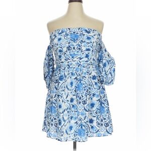 Abercrombie & Fitch Blue and White Smocked Mini Dress NWT